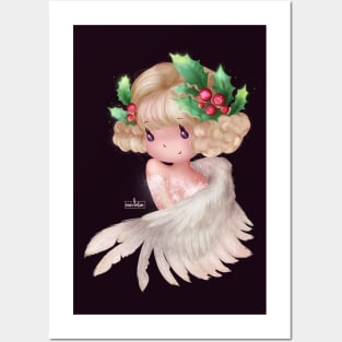 Christmas Holly Berry Angel Posters and Art